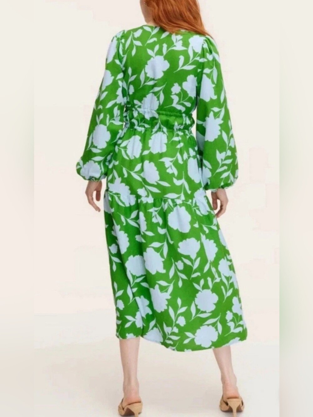Kate Spade x Target Classic Rose Linen Long Sleeve Maxi Dress, Green, Medium - Picture 3 of 10